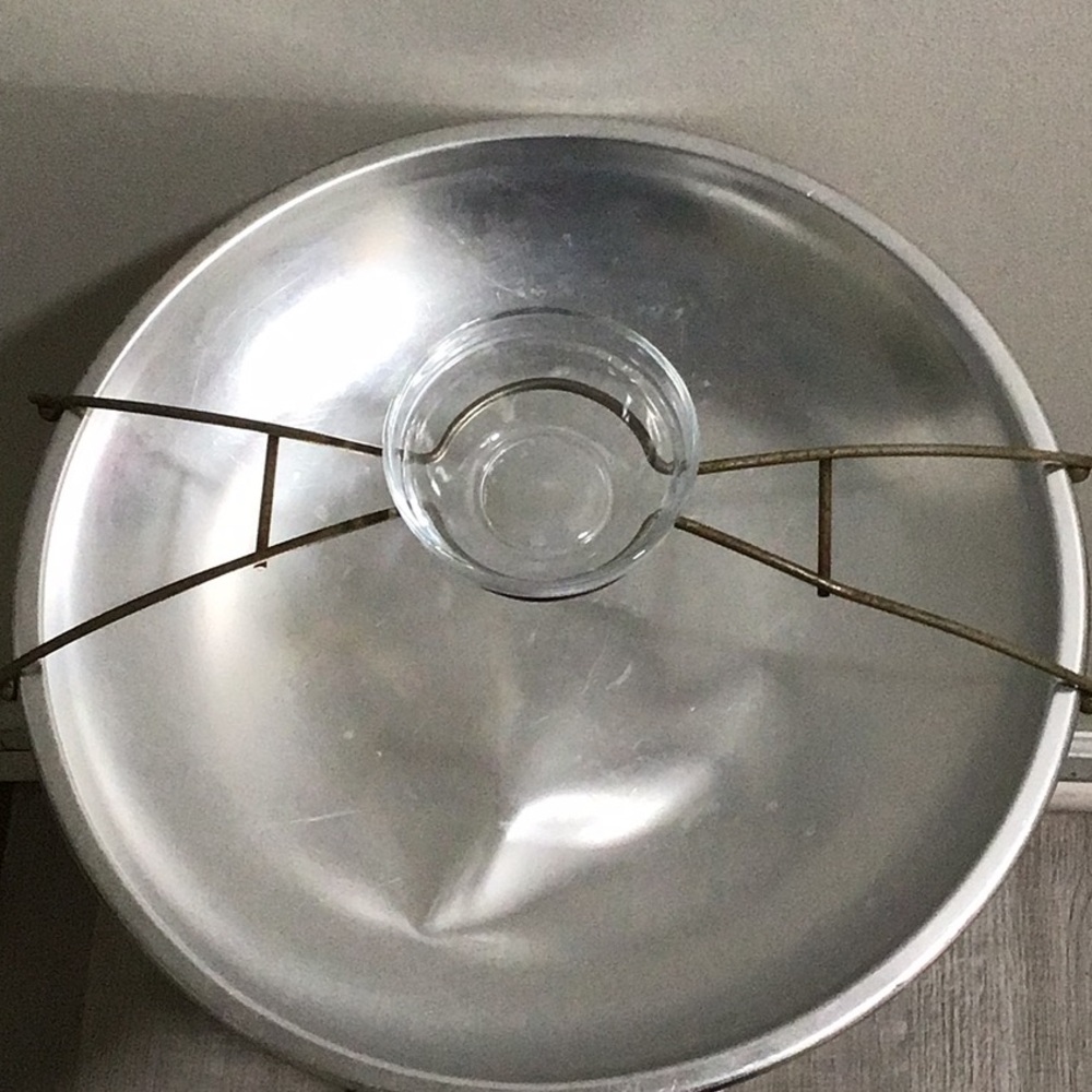 Aluminum chip and dip server with bowl.